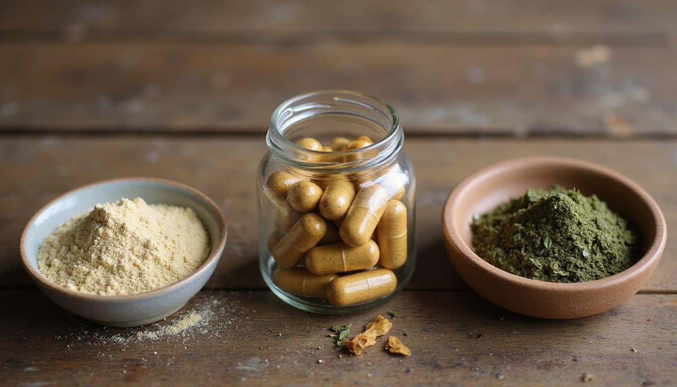 kratom white products powder capsules stem